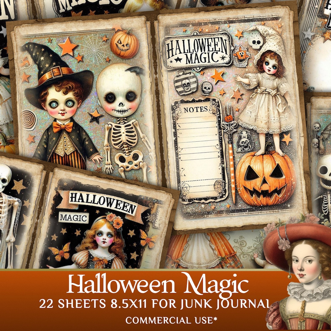 Halloween Junk Journal Printable Kit - Spooky Scrapbooking Pages ...