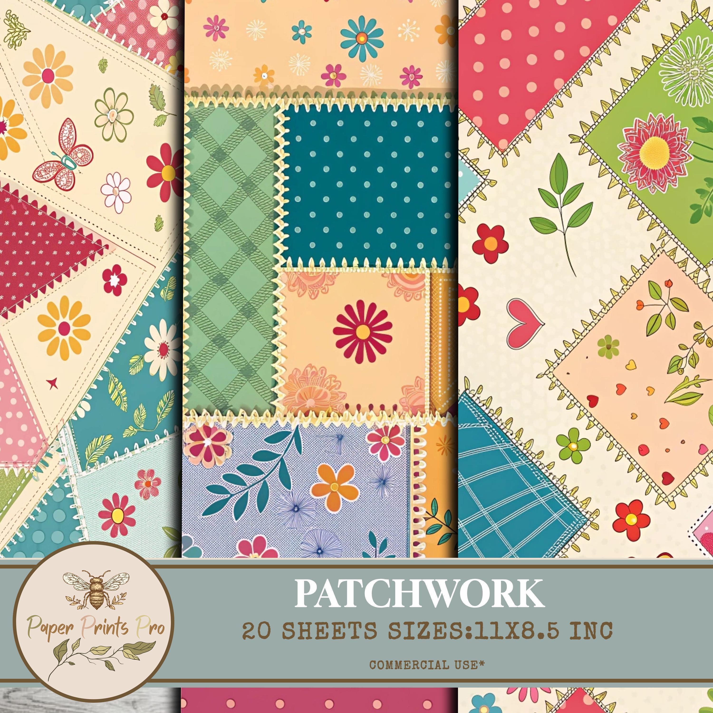 Patchwork Digital Papers - 20 Sheets for Scrapbooking and Crafts ...