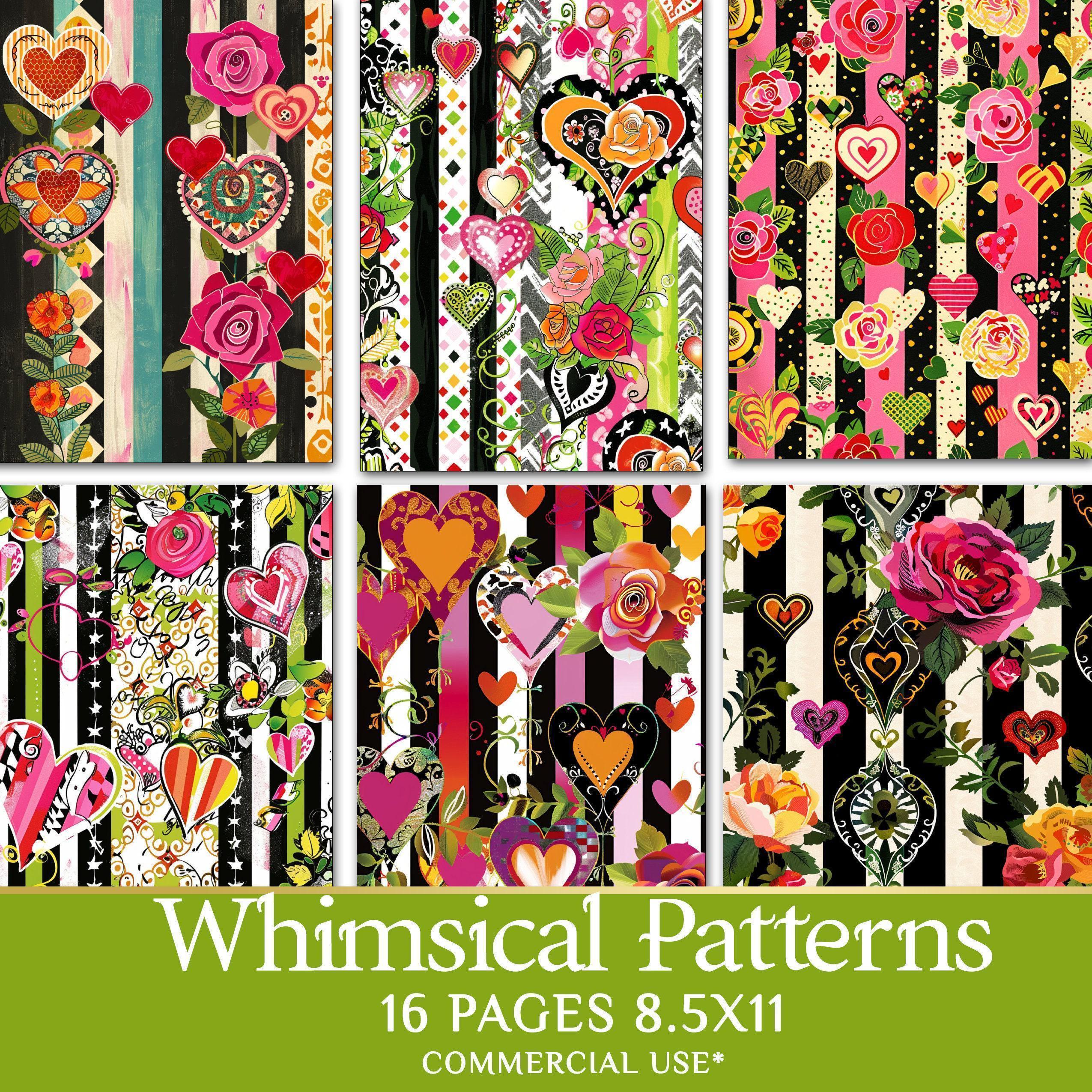 Whismical Patterns Printable Pattern – Whimsical Designs for Junk Journals, Scrapbooking ...