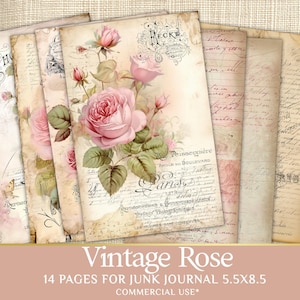 Vintage Rose Printable Paper: Shabby Chic Scrapbook Pages (PDF)