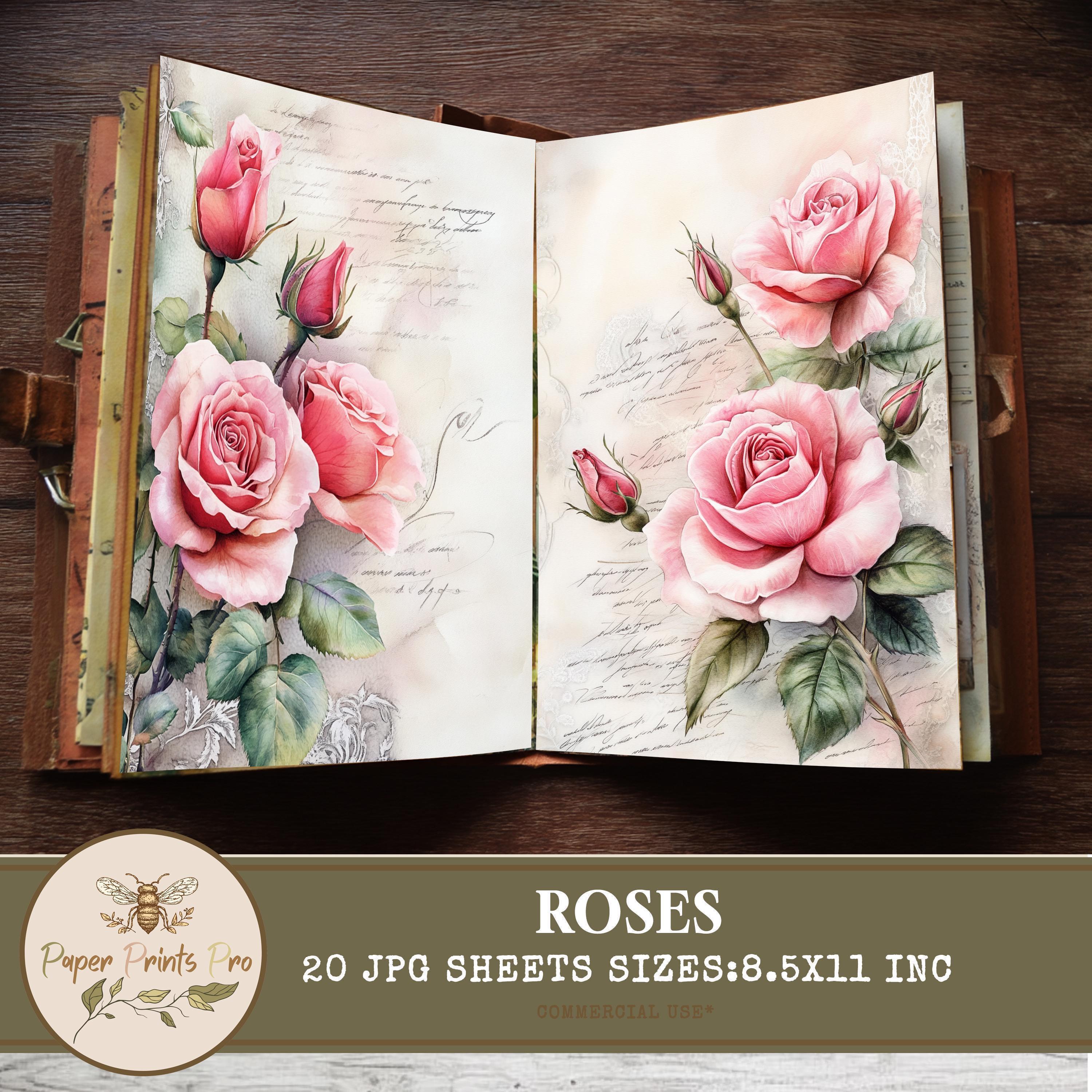 Pink Roses Prinatable Printable Rose Clipart – 20 Pink Roses and Bouquets for Scrapbooking ...