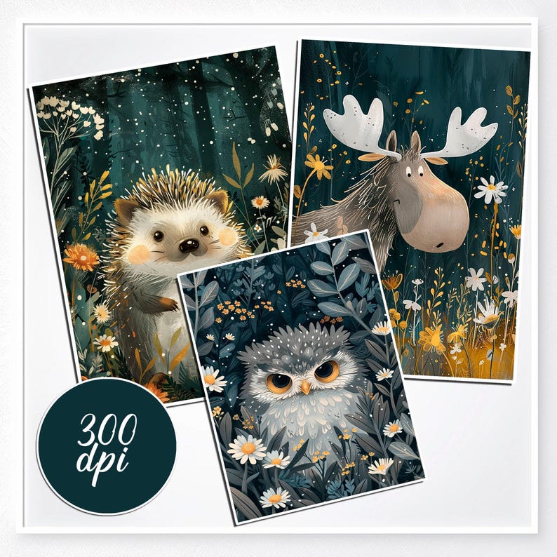 Forest Animals Digital Art Prints: Scrapbooking, Decoupage (PDF) image 4