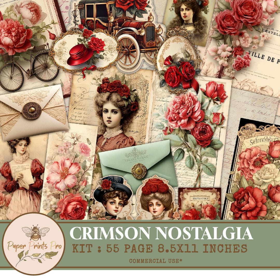 Junk Journal Kit Ephemera – Vintage Printable Scrapbook Pages and ...