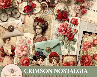 Junk Journal Kit Ephemera – Vintage Printable Scrapbook Pages and Labels  Digital Download – PaperPrintsPro