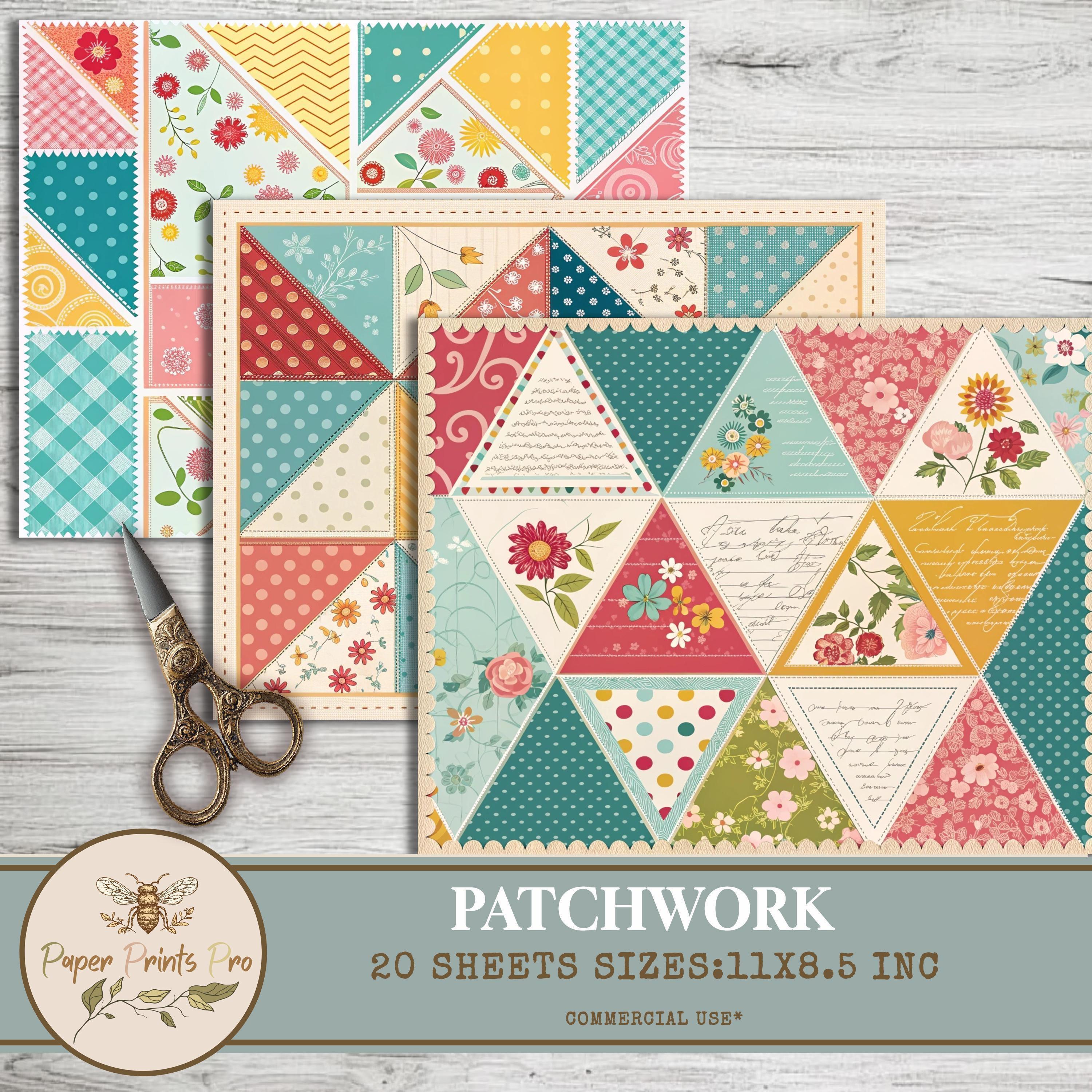 Patchwork Digital Papers - 20 Sheets for Scrapbooking and Crafts ...