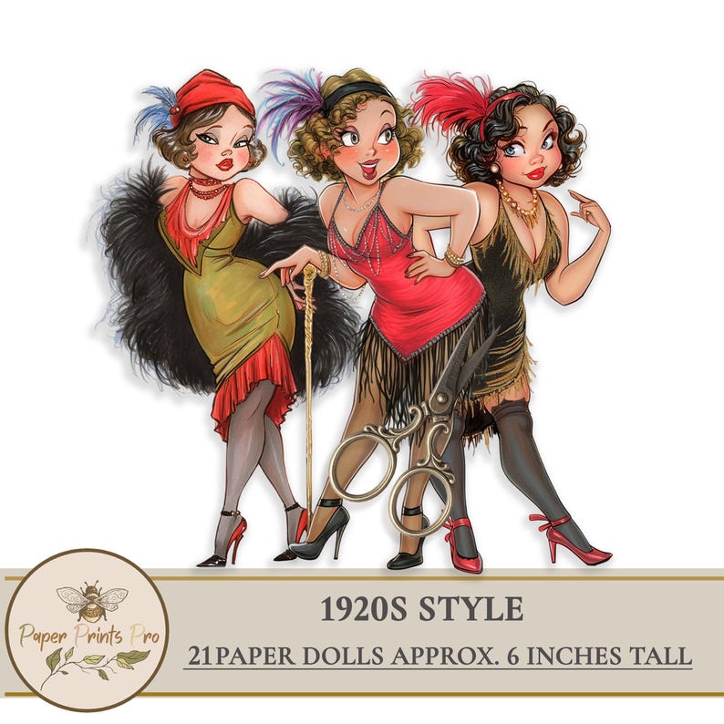 1920s Flapper Girls Paper Dolls Printable – Vintage Ephemera Cutouts ...