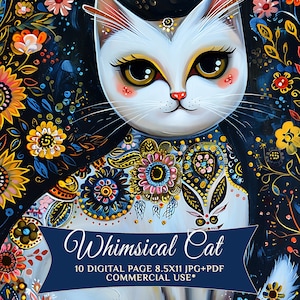 Junk Journaling Cat  for Scrapbook Pages - Digital Paper Collection