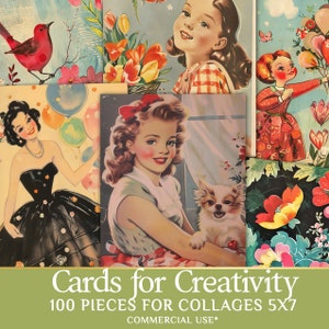 100 Vintage Scrapbook Cards for Collage Crafts: Digital printable ephemera - Perfect for Creating Unique Projects