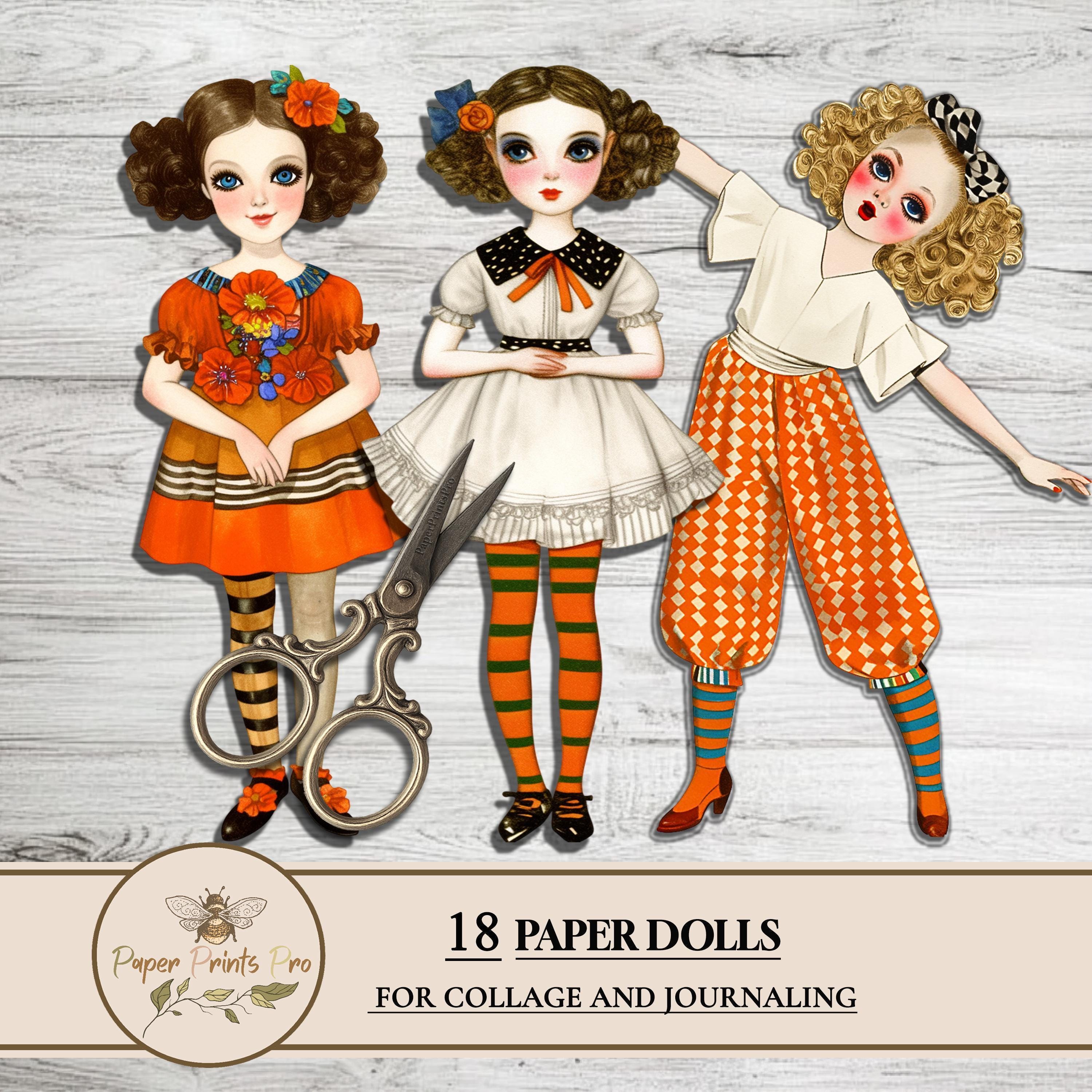 Paper Dolls Junk Journal Printable Set – 18 Vintage Girls for Collage ...