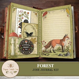FOREST Junk Journal Kit - Printable Vintage Mushroom, Fox & Forest Ephemera, Woodland Nature  Pages - DIY Botanical Journal -PaperPrintsPro