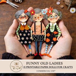 Printable Paper Dolls – 21 Funny Old Ladies for Junk Journals & Crafts - PaperPrintsPro