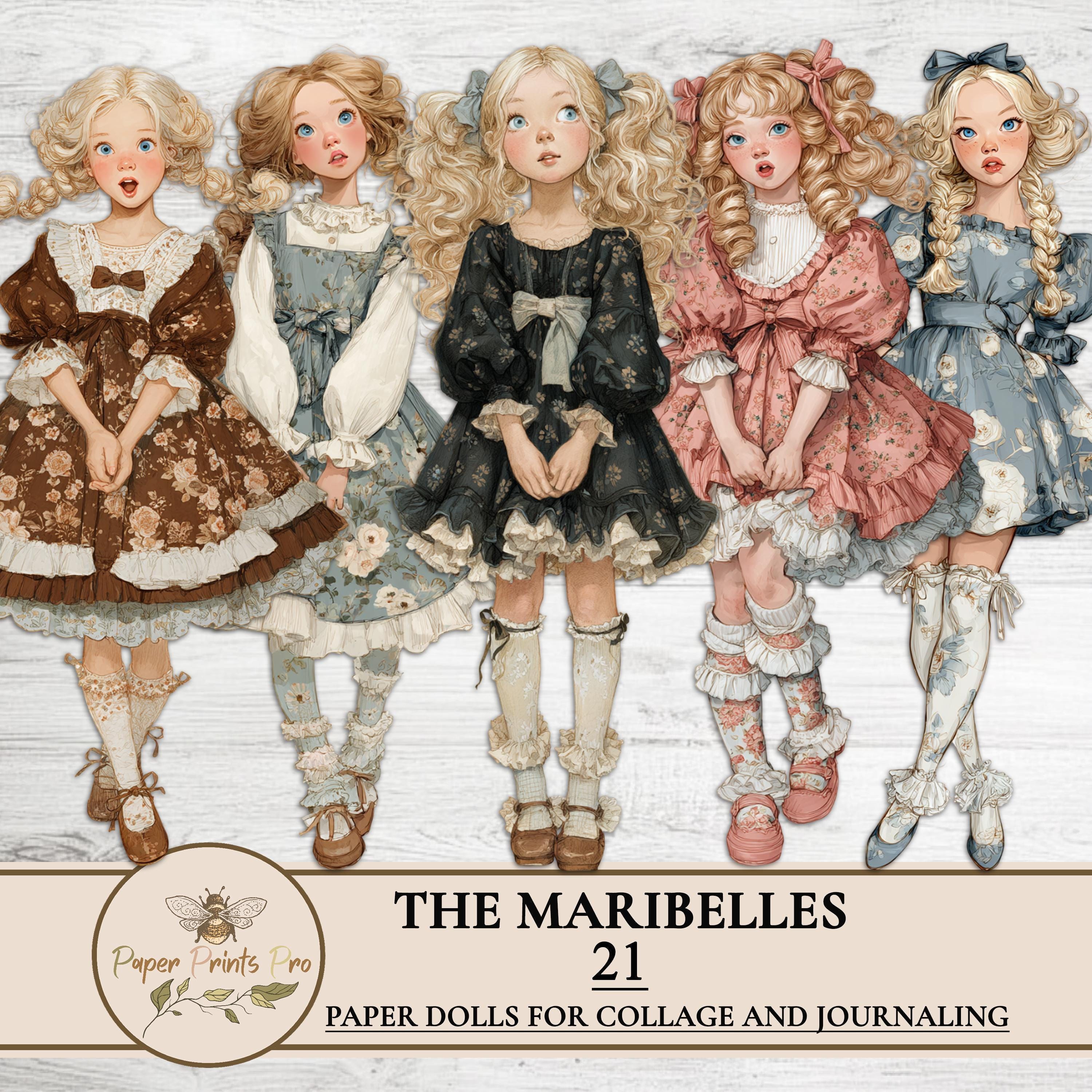 Printable Paper Dolls – 21 Vintage Style Girls Ephemera Kit for Junk ...