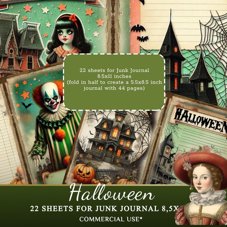 Halloween Junk Journal Printable Kit – 22 Pages for Scrapbooking ...
