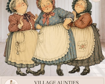 Printable Paper Dolls, Funny Grandmother , Village Old Ladies , PNG, Junk Journal, Scrapbook Supplies,PaperPrintsPro