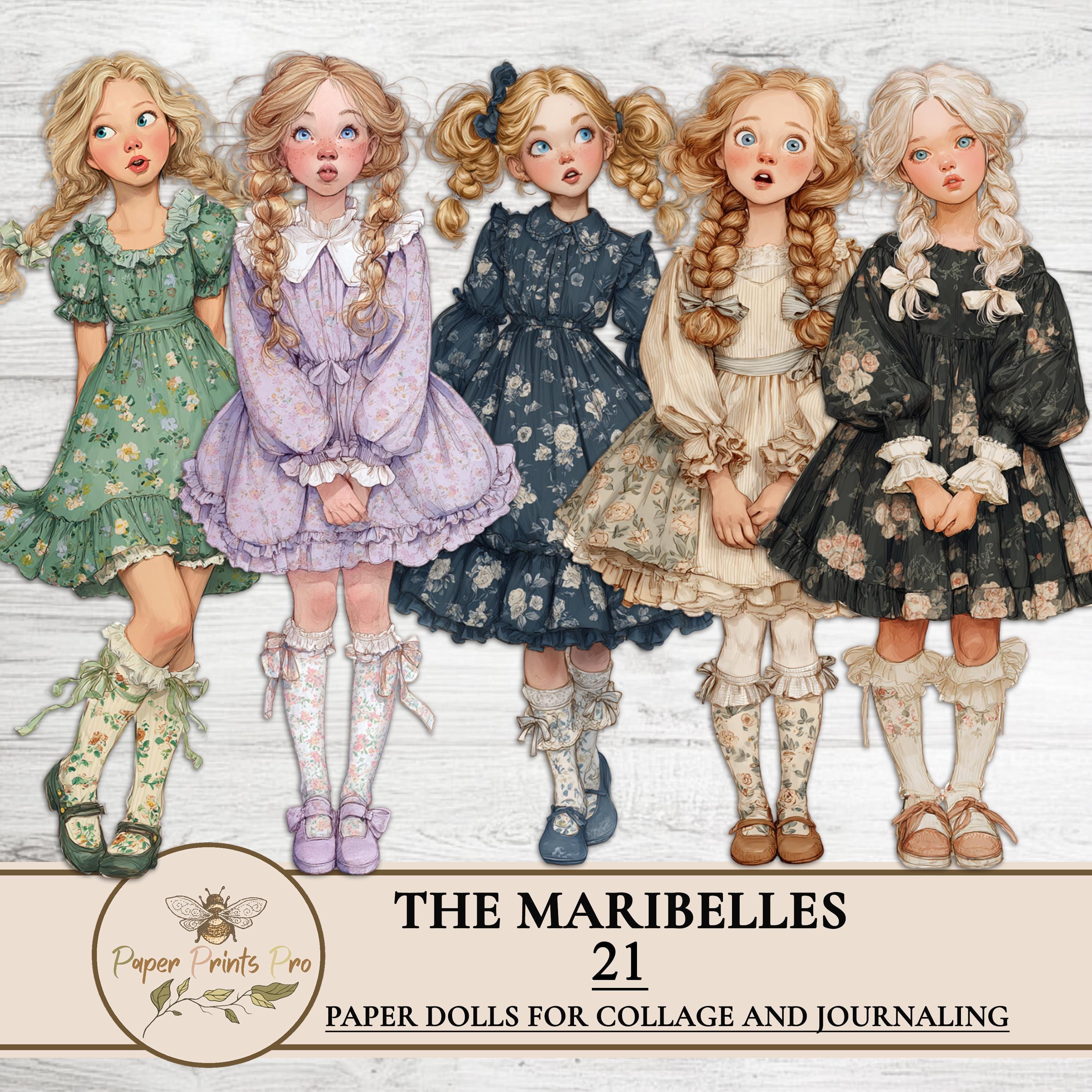 Printable Paper Dolls – 21 Vintage Style Girls Ephemera Kit for Junk ...
