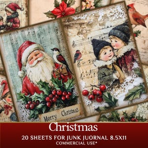 Christmas Junk Journal Printable: Holiday Scrapbook Paper (Digital Download)