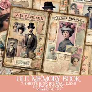 Junk Journal Pages Pack - Antique Diary Ephemera Victorian Scrapbooking kit