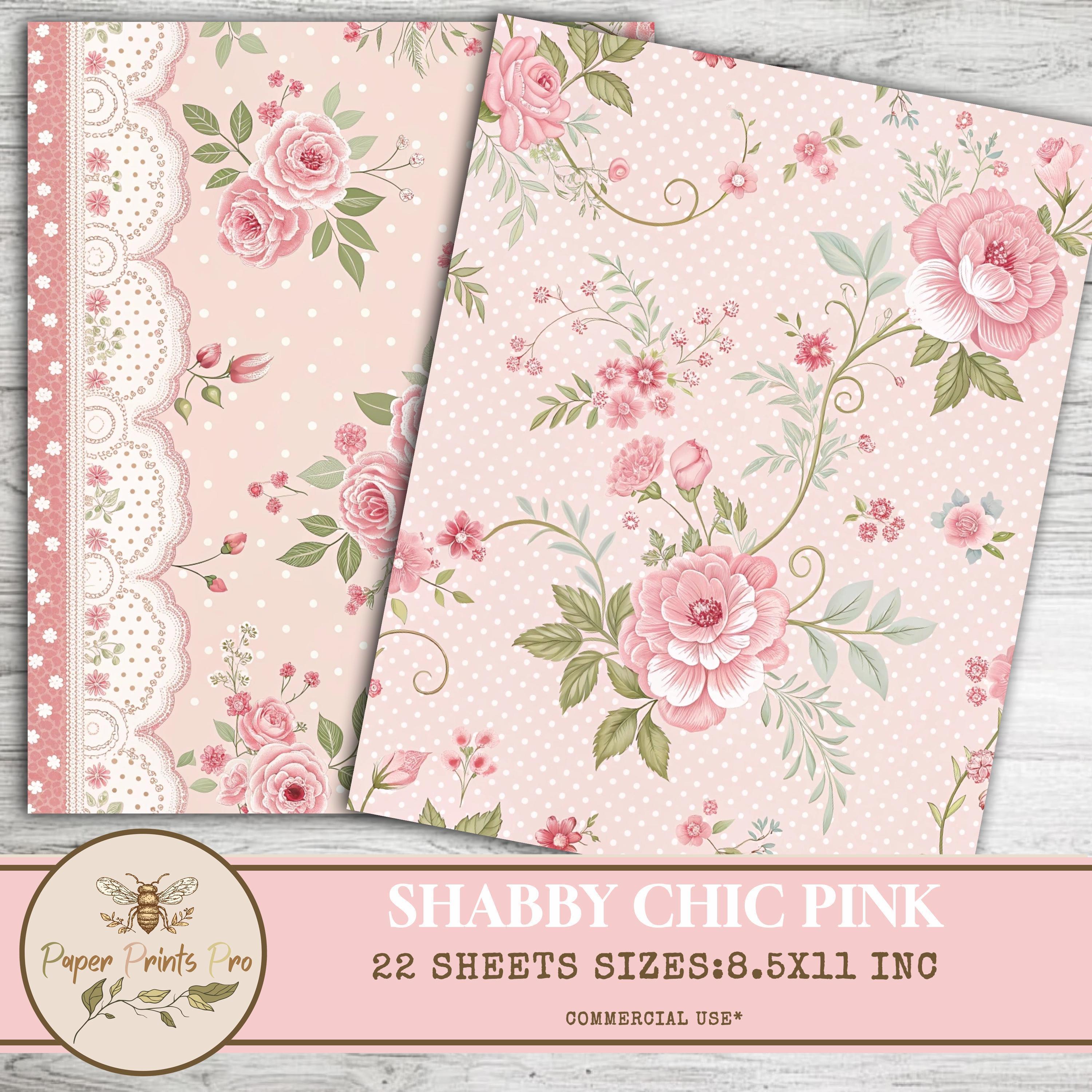 Printable Shabby Chic Digital Papers – 22 Pink Pages for Junk Journals ...