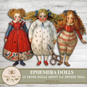 Ephemera Printable Paper Dolls -&quot;Girl&quot; - Vintage DIY Cutouts for  card, junk journal and other-PaperPrintsPro