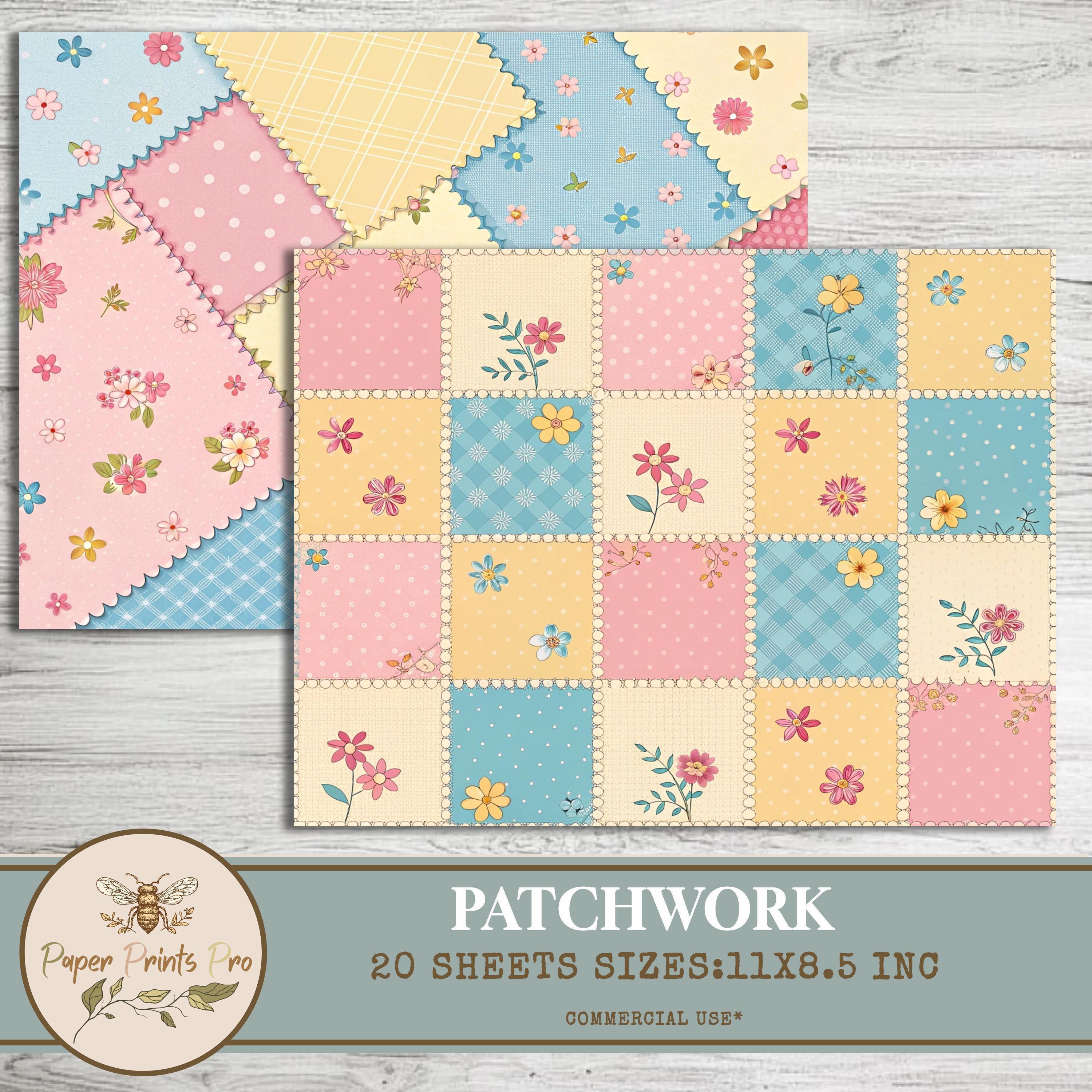 Printable Floral Digital Papers – Patchwork Backgrounds, 20 Sheets for ...