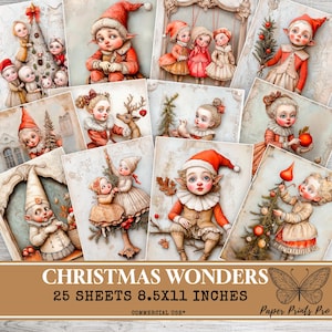 Vintage Christmas Images – 25 Charming Holiday Characters, Elves, Angels & More for Christmas Card Crafting and Vintage Junk Journals