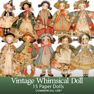 15 Vintage Paper Dolls (about 4 inches) to Cut Out - Printable digital Paper Doll Set