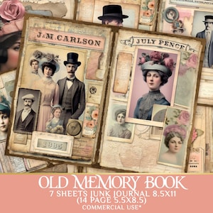 Junk Journal Pages Pack - Antique Diary Ephemera Victorian Scrapbooking kit