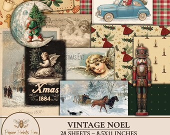 Vintage Christmas Ephemera Kit for Christmas Junk Journal, Dital Download,  PaperPrintsPro