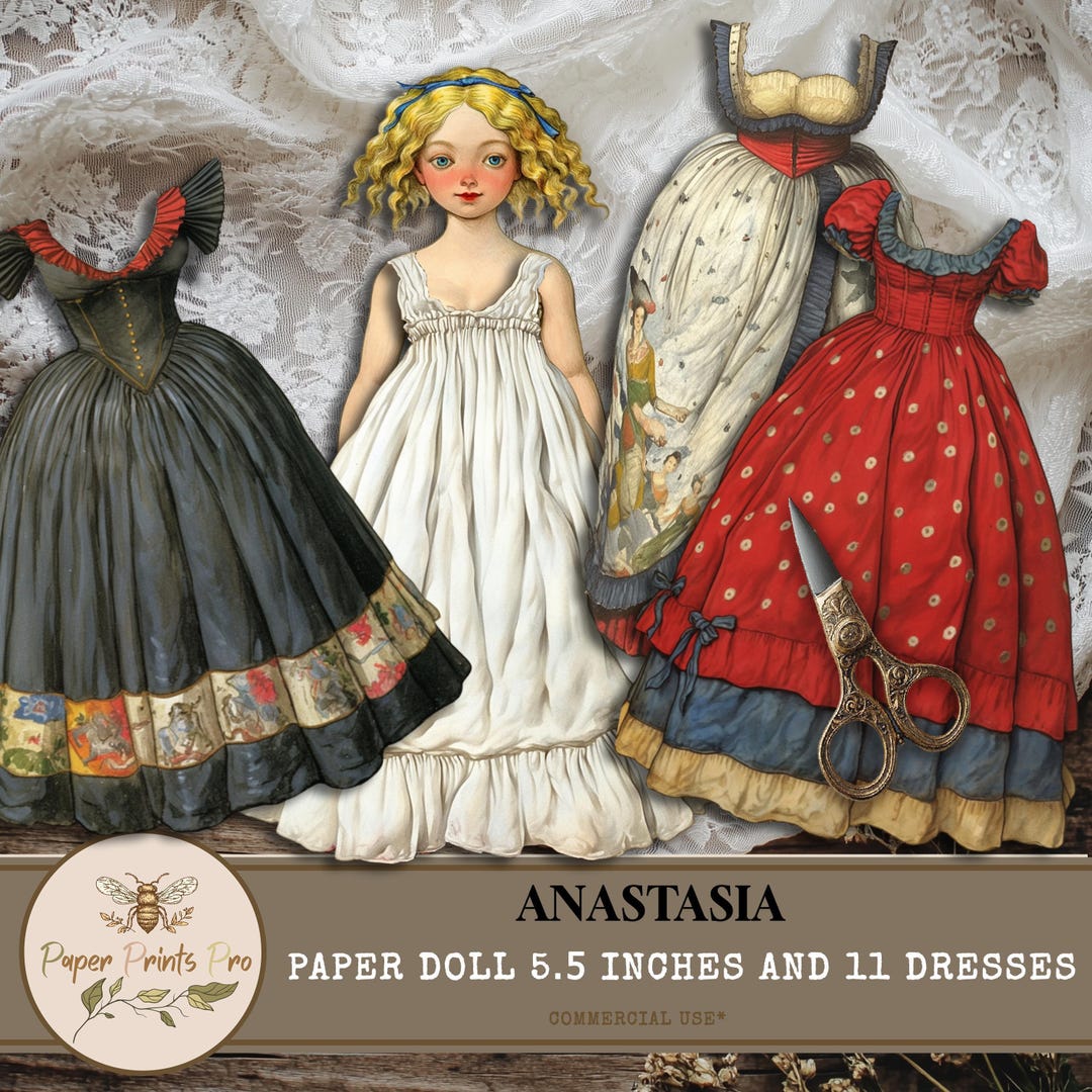 Victorian Paper Doll – Printable Dress-up Ephemera With Outfits for