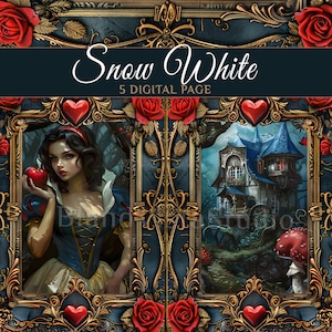 Scrapbooking, junkjournal pages, Digital Journal,Scrapbook Supplies, Paper Craft - Snow White's vibrant digi kit  for creative projects