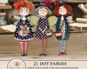 Printable Paper Dolls – 21 Polka Dot Fairies for Junk Journals & Crafts - PaperPrintsPro