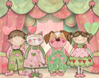 Adorable Paper Doll Kit: Puppet Theater & Scrapbooking (PDF Pattern)
