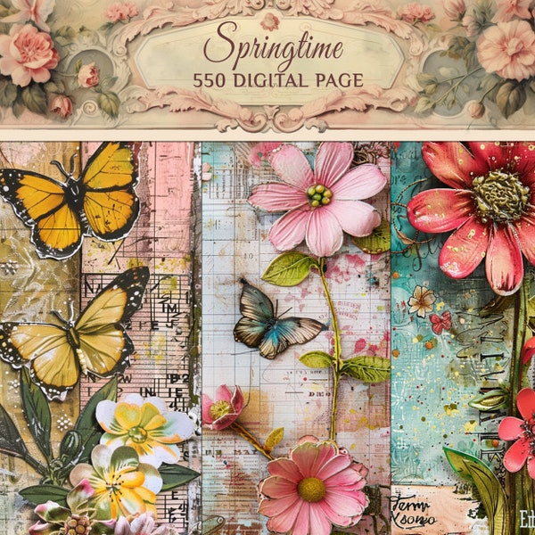 Springtime: Large Pack of Decoupage Papers for Scrapbooking and Junk Journals, Perfect for Springtime Crafts