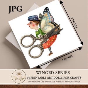 Printable paper dolls digital clipart featuring winged art characters inspired by fairy and butterfly aesthetics. This set includes unique illustrated art dolls designed for crafting, junk journals, scrapbooking, collage, and handmade physical projects. High-quality printable artwork suitable for personal use and limited commercial use in handmade crafts.