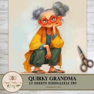 Quirky Grandma Clipart - 10 JPG Whimsical Elderly Characters for DIY & Craft Projects  – Paper Prints Pro