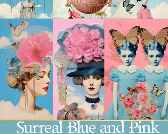 Printable Junk Journal Pages – Surreal Collage Sheets for Mixed Media and Scrapbooking – PaperPrintsPro