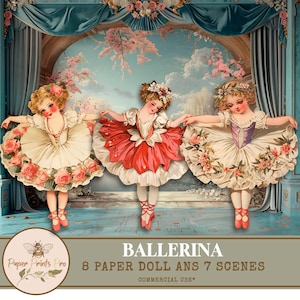 Vintage Ballerina Paper Doll Printables: Fussy Cut Ephemera for collage and junk journal – PaperPrintsPro