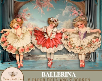 Vintage Ballerina Paper Doll Printables: Fussy Cut Ephemera for collage and junk journal – PaperPrintsPro