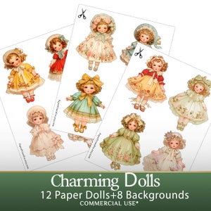 12 Digital Printable Paper Dolls Kit Pdf - Whimsical Girl : Perfect for ...