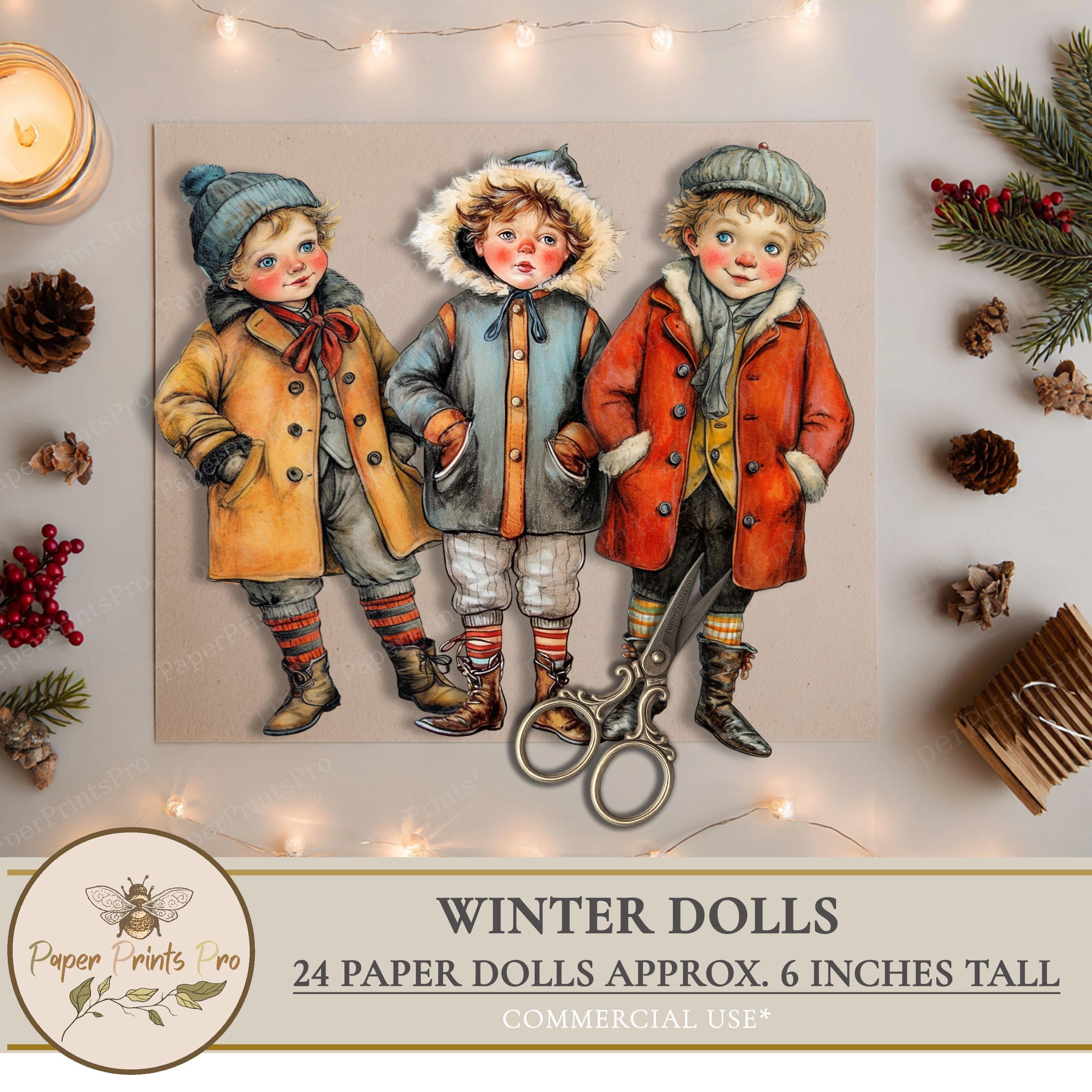 Winter Kids Paper Doll Set: Printable Holiday Craft Project for Junk ...