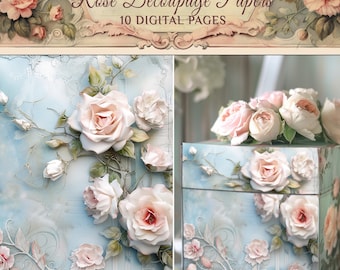 Rose Decoupage Papers - Set of Vintage Designs for Junk Journals & Handmade Crafts,scrapbooking – PaperPrintsPro