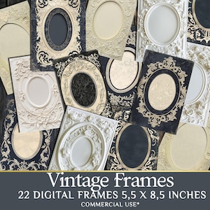 Ephemera for Junk Journal -Elegant Decorative Frames Set: Vintage Frames 22 JPG - PaperPrintsPro