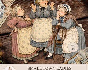 Printable Paper Dolls Vintage Women, Funny Victorian Ladies PNG, Junk Journal Ephemera, Scrapbook, PaperPrintsPro