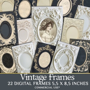 Junk Journal Elegant Decorative Frames Set: Vintage Frames 22 JPG for Crafting Beautiful Ephemera and Photo Displays