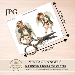 Angel Collection Sheets Vintage Angels Clipart Set | Printable Paper Dolls Cupid PNG JPG | by ...