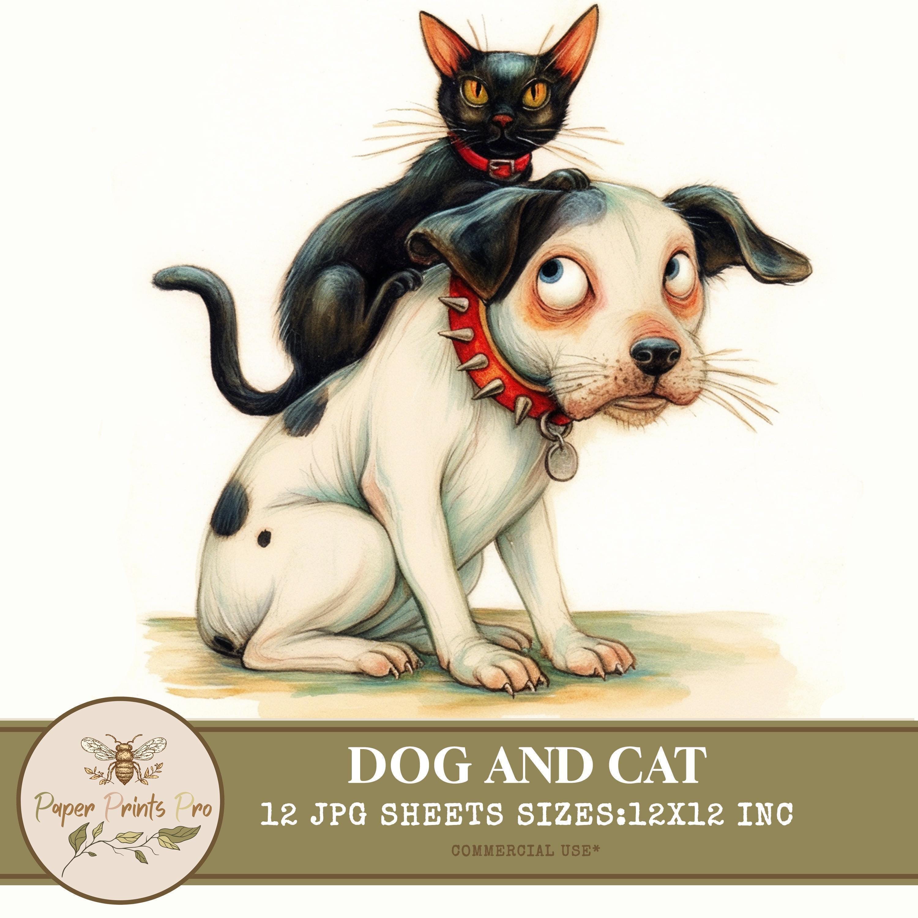 Dog and Cat Clipart – 12 Printable Images for Junk Journals ...