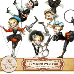 Deluxe Circus Acrobats Paper Dolls Set | Vintage Printable Ephemera Kit with Scenes & Extras for Journaling by PaperPrintsPro