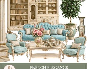 Furniture PNG Clipart, Shabby Chic Decor, Junk Journal, Scrapbook, Printable Bundle, PaperPrintsPro