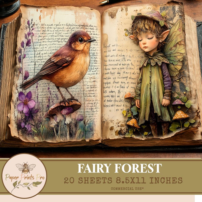 Printable Junk Journal Sheets – Fairy Forest Theme With Fairies and ...