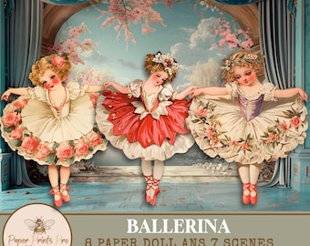 Vintage Ballerina Paper Doll Printables: Fussy Cut Ephemera for collage and junk journal – PaperPrintsPro